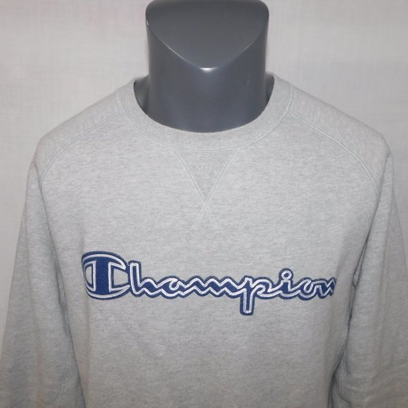 Champion Mens L Gray Logo Spellout Crewneck Sweatshirt Activewear Gym Athleisure - Picture 2 of 12